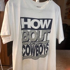 Dallas Cowboys Vintage single stitch White T shirt with Black Graphic